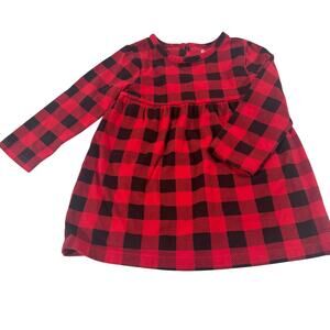 Wonder Nation Baby Girl 18M Red Plaid Long Sleeve Dress